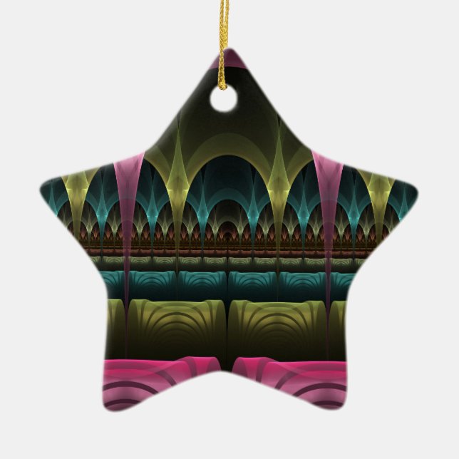 Fantasy, Abstrakt Colorful Fractal Art Julgransprydnad Keramik (Framsidan)