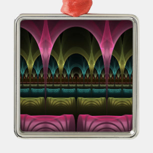 Fantasy, Abstrakt Colorful Fractal Art Julgransprydnad Metall