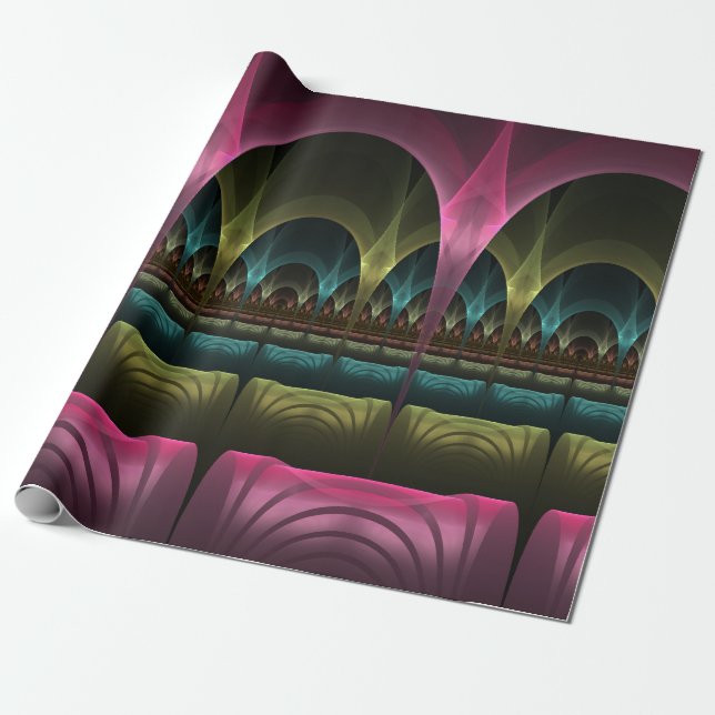 Fantasy, Abstrakt Colorful Fractal Art Presentpapper (Utrullad)