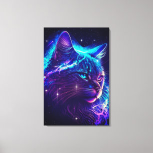 Fantasy Abstrakt Cute Galaxy Space Kattunge Art Canvastryck