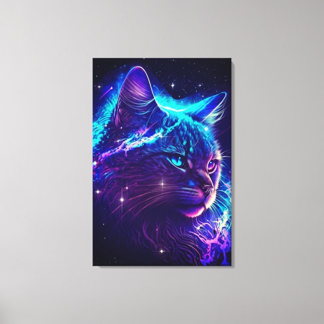 Fantasy Abstrakt Cute Galaxy Space Kattunge Art Canvastryck (Framsida)