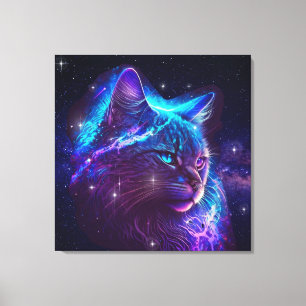 Fantasy Abstrakt Cute Galaxy Space Kattunge Canvastryck