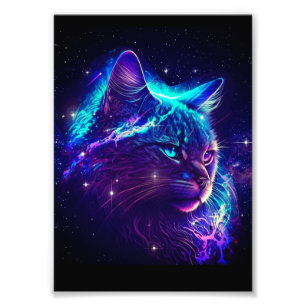 Fantasy Abstrakt Cute Galaxy Space Kattunge Fototryck