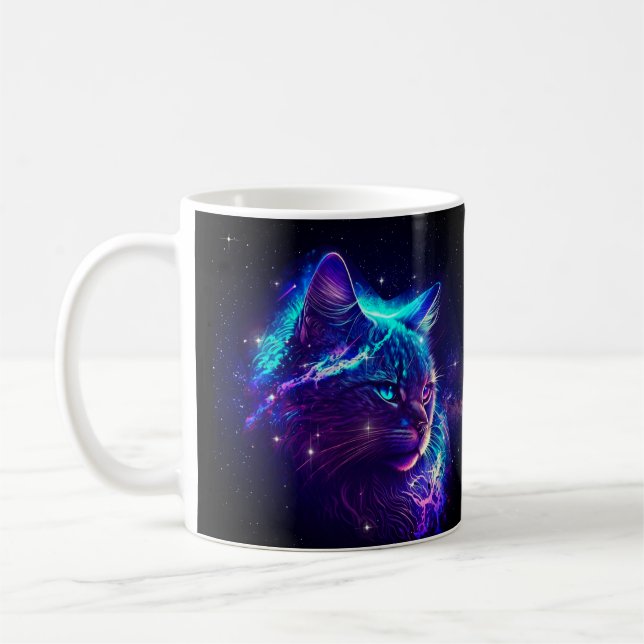 Fantasy Abstrakt Cute Galaxy Space Kattunge Kaffemugg (Vänster)