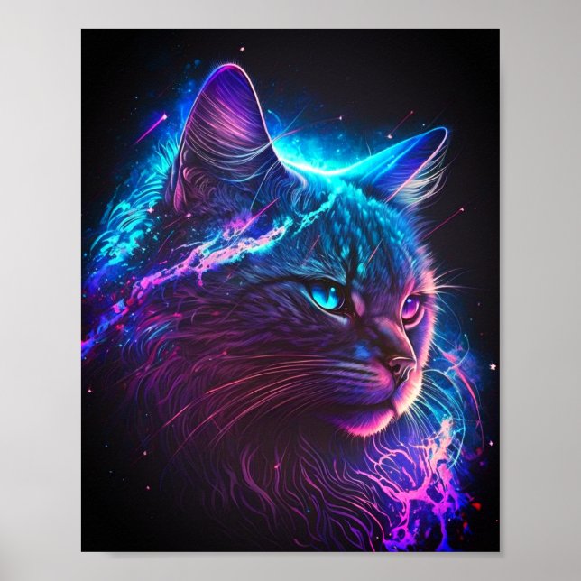 Fantasy Abstrakt Cute Galaxy Space Kattunge Poster (Framsidan)