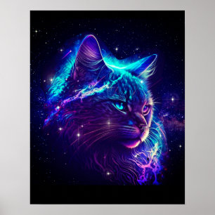 Fantasy Abstrakt Cute Galaxy Space Kattunge Poster