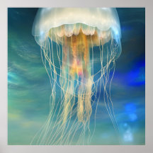 Fantasy Abstrakt jellyfish in the Ocean Poster