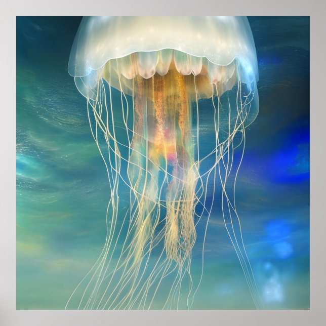 Fantasy Abstrakt jellyfish in the Ocean Poster (Framsidan)