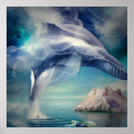 Fantasy Abstrakt Whale in Ocean Poster