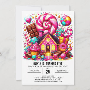 Fantasy Adsible Candyland Digital Birthday Inbjudningar