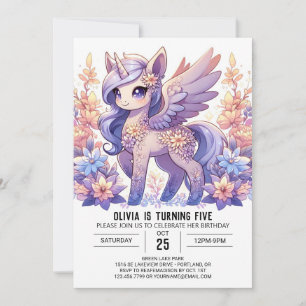 Fantasy Adsible Unicorn Digital Birthday Inbjudningar