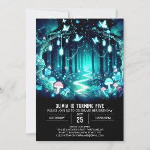 Fantasy Adsible Woodland Digital Birthday Inbjudningar