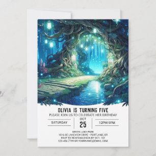 Fantasy Adsible Woodland Digital Birthday Inbjudningar