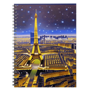 Fantasy Aerial View of Paris under Stars Anteckningsbok
