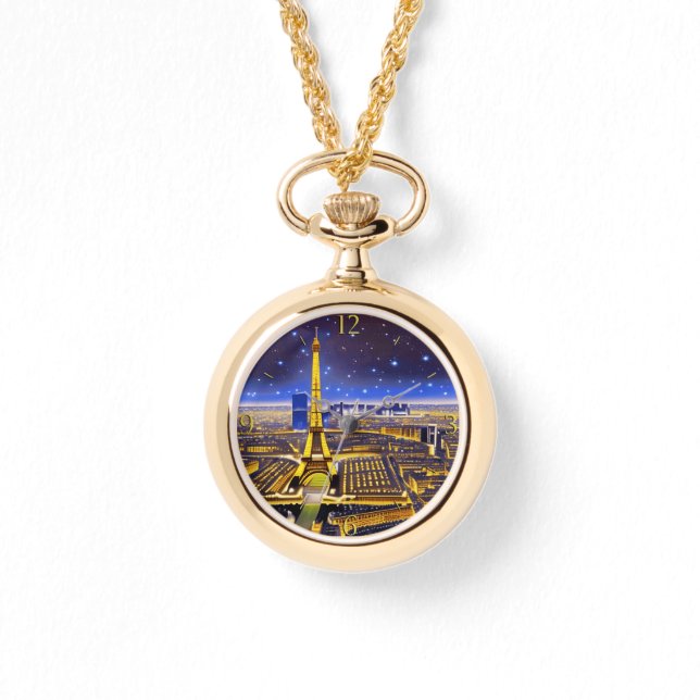 Fantasy Aerial View of Paris under Stars Armbandsur (Framsida)