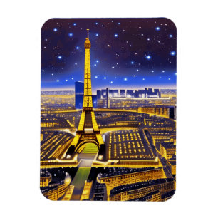 Fantasy Aerial View of Paris under Stars Magnet