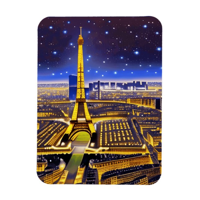 Fantasy Aerial View of Paris under Stars Magnet (Vertikal)