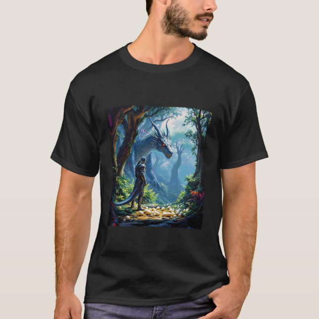 Fantasy Ägg Drakriddare T Shirt (Framsida)