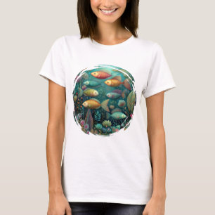Fantasy Akvarium Whimsical Fisk Kvinnors T Shirt