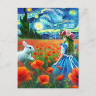 Fantasy Alice och kaninen Enter Oz Van Gogh Vykort
