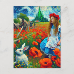 Fantasy Alice och kaninen Enter Oz Vykort