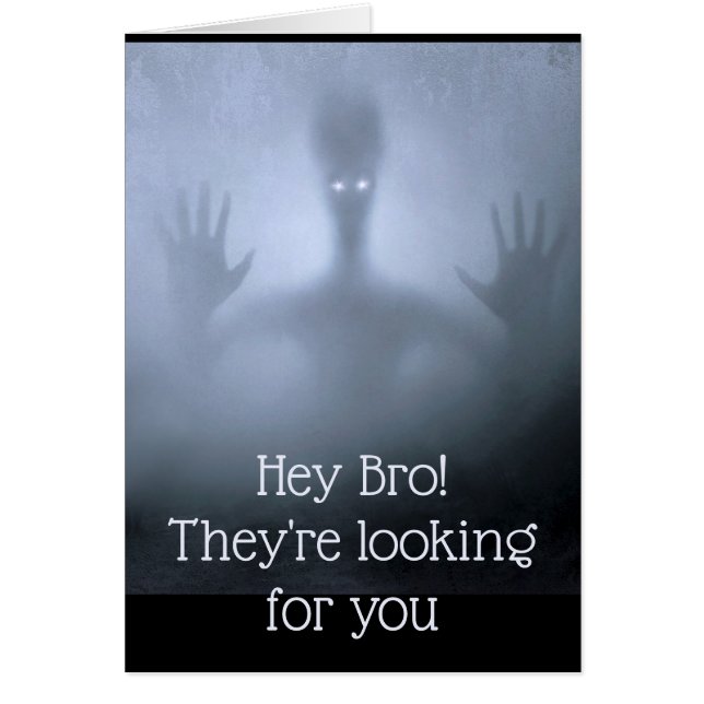 Fantasy Alien Fog Brother Birthday Tittar för dig Hälsningskort (Framsidan)