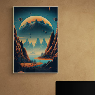Fantasy Alien liggande AI art #2 | Färgstark Poster