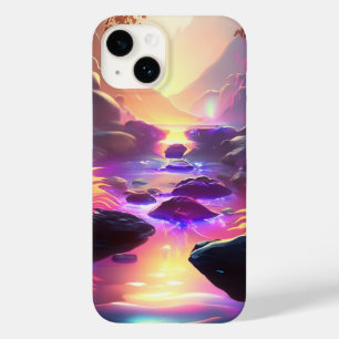 Fantasy Alien Planet Neon Rainbow River Waterfall
