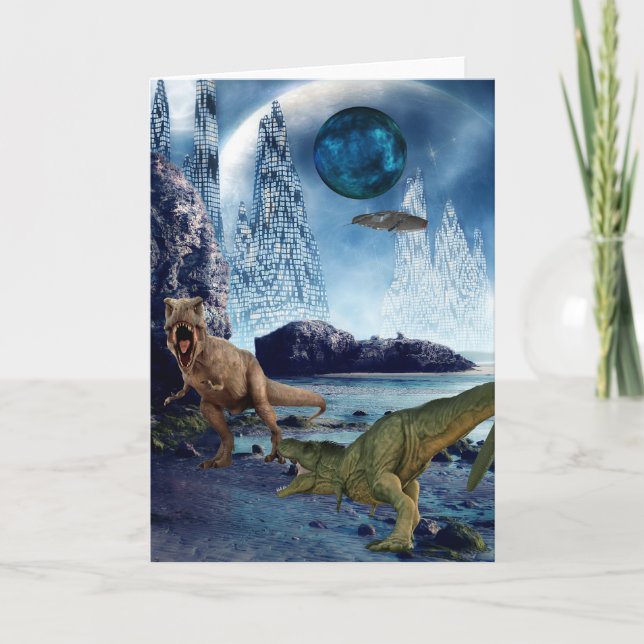 Fantasy Alien Planet Tyrannosaurus Dinosaur Kort (Framsida)