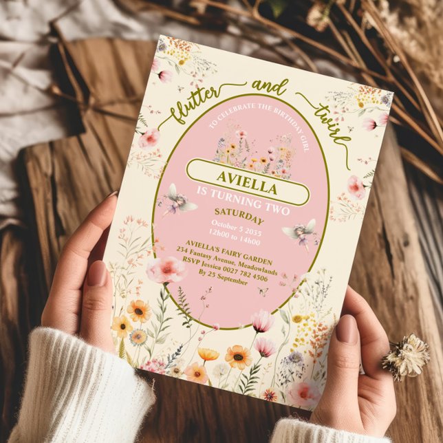 Fantasy älvildblomma flickors rosa inbjudan (Skapare uppladdad)