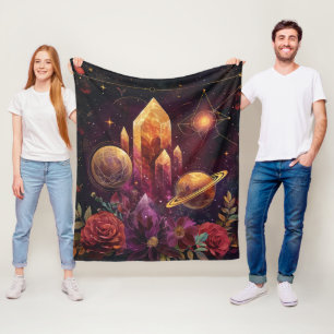 Fantasy Amethyst Kristall Realm Mönster Fleecefilt