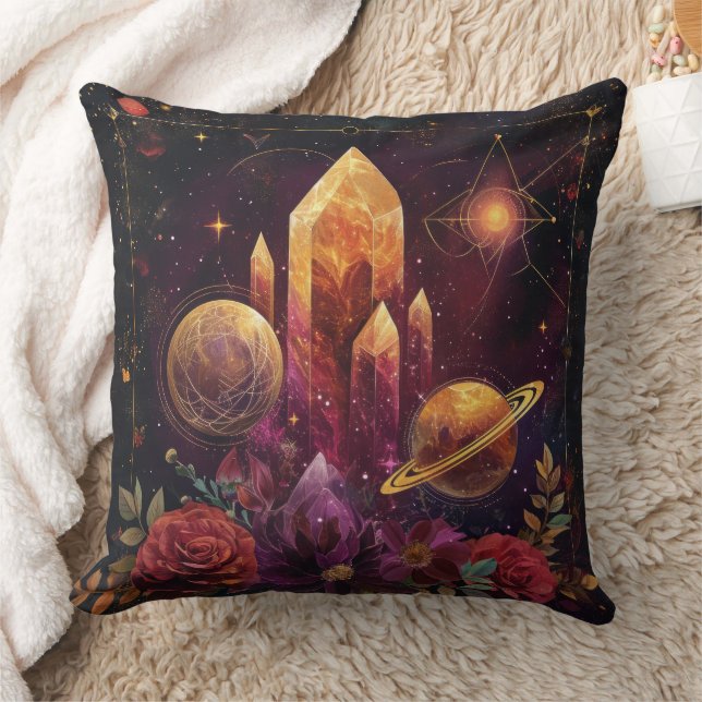 Fantasy Amethyst Kristall Realm Mönster Kudde (Filt)