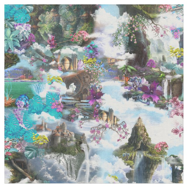 Fantasy Andra världar i molnen Tyg (Närbild)