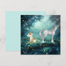Fantasy Angel och Unicorn Flat Card