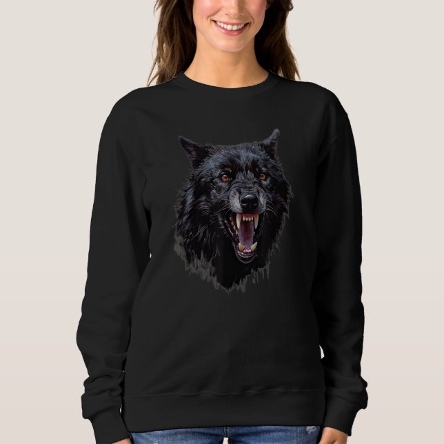 Fantasy Angry Wolf Motif Illustration Wolf T Shirt (Framsida)