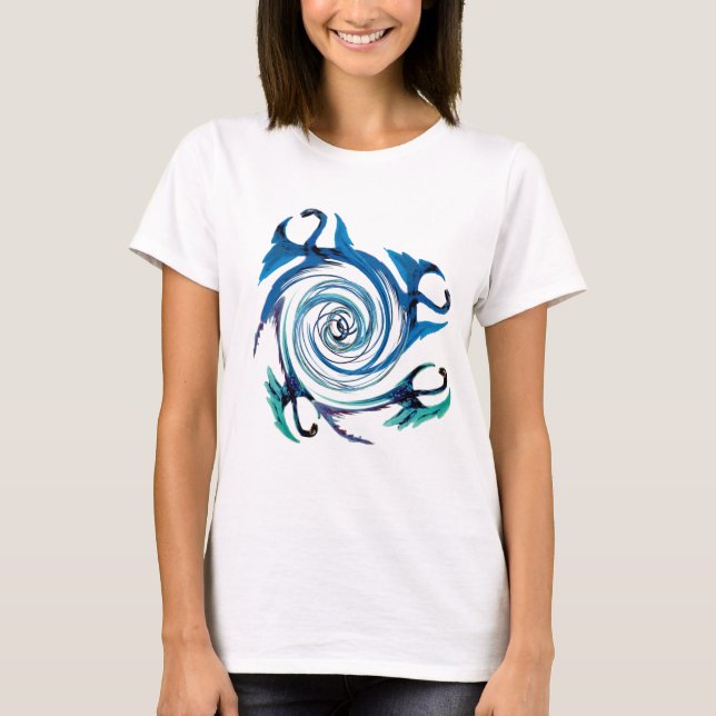 Fantasy Animal Blue Dragon Swirl Tröja (Framsida)
