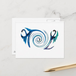 Fantasy Animal Blue Dragons Vykort