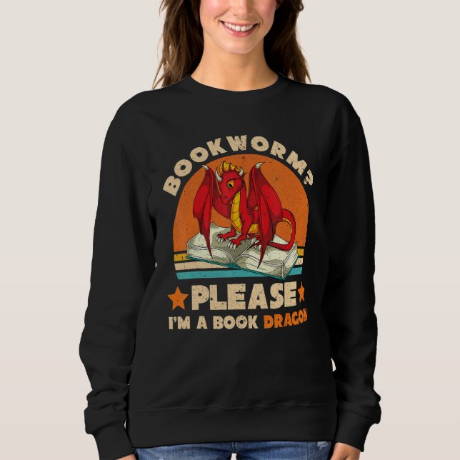 Fantasy Animal Bok Dragon Bookworm Retro Reading T Shirt (Framsida)