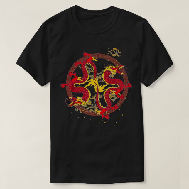Fantasy Animal Mystical CreatChinese Fire Drag T Shirt (Design framsida)