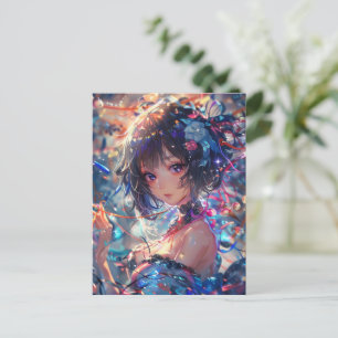 Fantasy Anime Flicka Vykort
