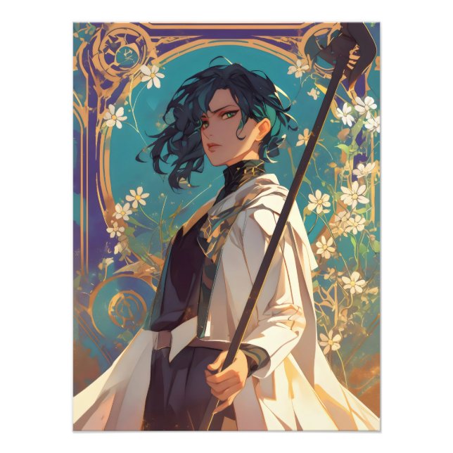 Fantasy Anime Girl Magic Fototryck (Framsidan)