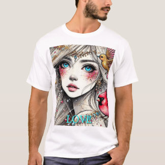 Fantasy Anime Manga Girl Asuka Customize Aqua T Shirt