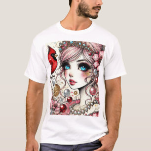 Fantasy Anime Manga Girl Rin Kärlek Hennes Bird Ts T Shirt