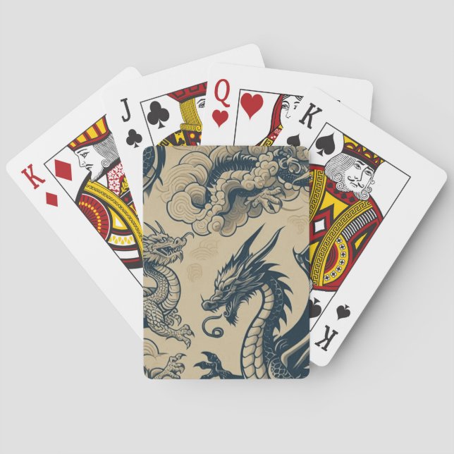 Fantasy Antiqued Dragons Casinokort (Baksidan)
