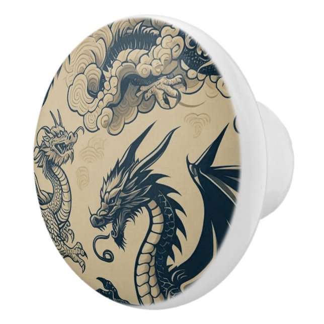 Fantasy Antiqued Dragons Knopp (Höger)