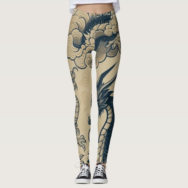 Fantasy Antiqued Dragons Leggings (Framsida)