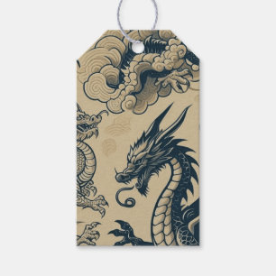 Fantasy Antiqued Dragons Presentetikett