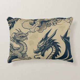 Fantasy Antiqued Dragons Prydnadskudde