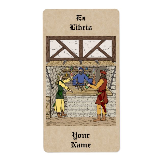 Fantasy Apothecary Shop Bookplate Fraktsedel (Framsidan)