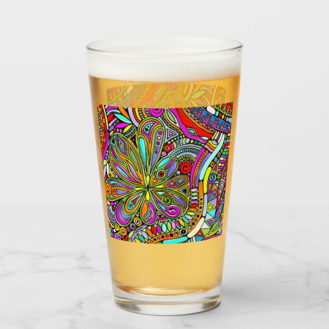 Fantasy Art - Abstrakt Flowers 1 Glaskopp (Framsida fylld)